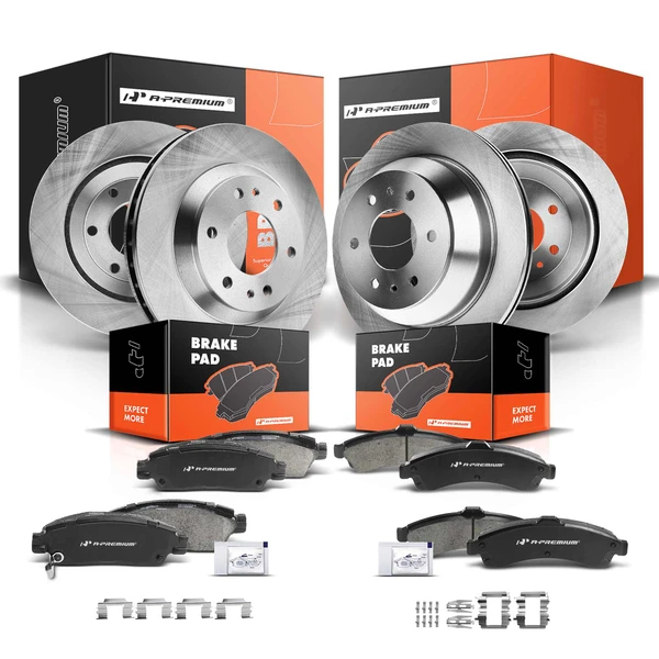 2004-2005 Isuzu Ascender Disc Brake Rotors and Ceramic Pads Kit, 12 Pcs, Front & Rear, A-Premium, APBRPR382