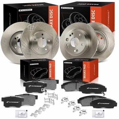 12 Pcs Front & Rear Disc Brake Rotors & Brake Pads