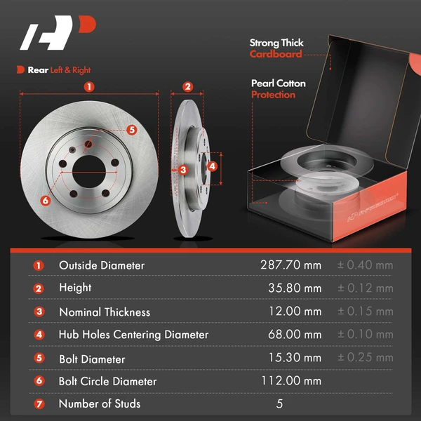 Disc Brake Rotors and Ceramic Pads Kit, 12 Pcs, Front & Rear, A-Premium, APBRPR595