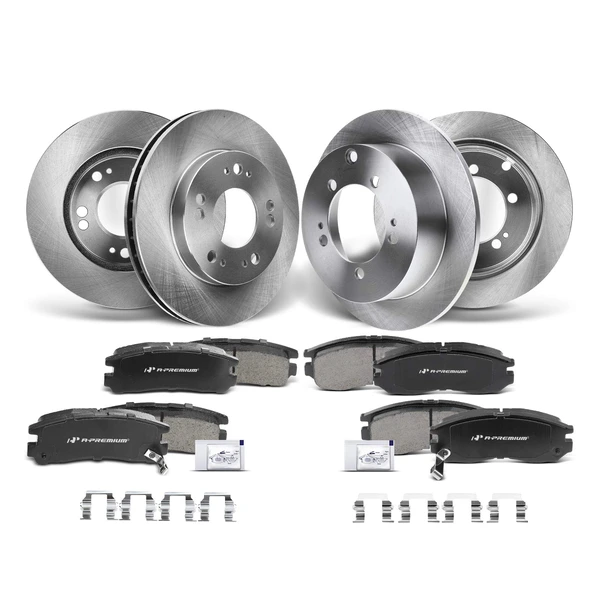 Disc Brake Rotors and Ceramic Pads Kit, 12 Pcs, Front & Rear, A-Premium, APBRPR469