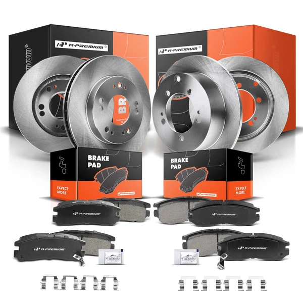 1995-1999 Mitsubishi Eclipse Disc Brake Rotors and Ceramic Pads Kit, 12 Pcs, Front & Rear, A-Premium, APBRPR469