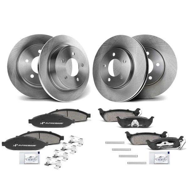 Disc Brake Rotors and Ceramic Pads Kit, 12 Pcs, Front & Rear, A-Premium, APBRPR316