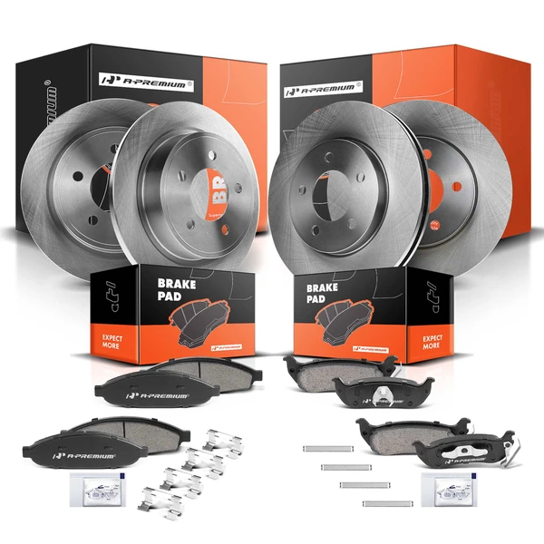 2004-2008 Chrysler Pacifica Disc Brake Rotors and Ceramic Pads Kit, 12 Pcs, Front & Rear, A-Premium, APBRPR316