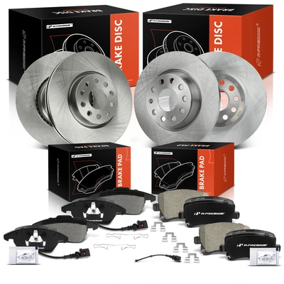 12 Pcs Front & Rear Disc Brake Rotors & Ceramic Brake Pads