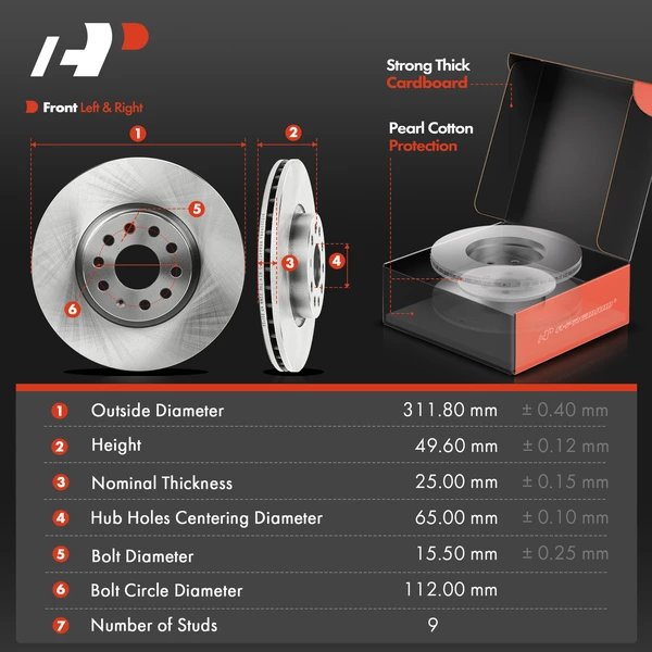 Disc Brake Rotors and Ceramic Pads Kit, 12 Pcs, Front & Rear, A-Premium, APBRPR1749