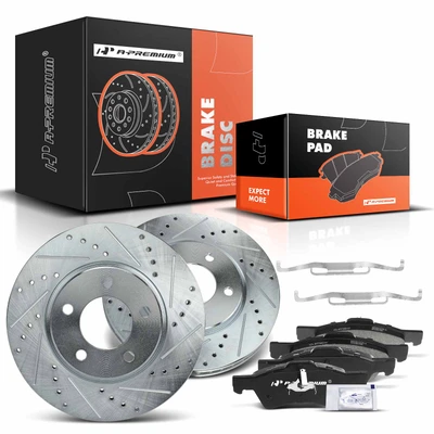 Front Drilled Rotors & Ceramic Brake Pads