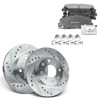 Front Drilled Rotors & Ceramic Brake Pads