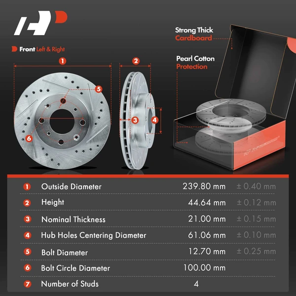 Brake Pad and Rotor Kit, 6 Pcs, Front Driver & Passenger, A-Premium, APBRPS605