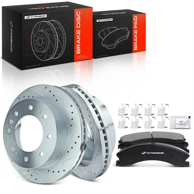 Front Drilled Rotors & Ceramic Brake Pads