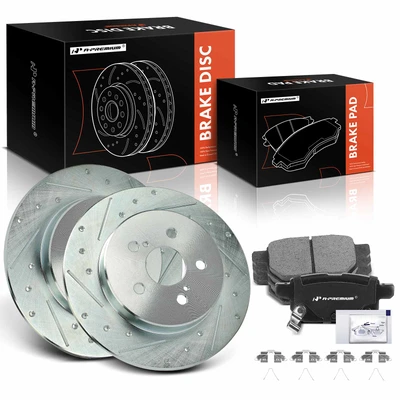 Brake Rotor and Pad Kit, 6 Pcs, Rear Driver & Passenger, A-Premium, APBRPS1318
