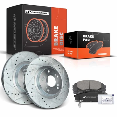 Front Drilled Rotors & Ceramic Brake Pads