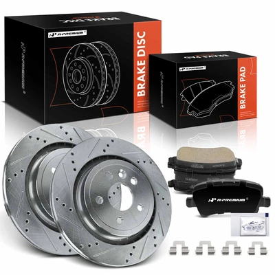 6 Pcs Rear Drilled Brake Rotors & Ceramic Brake Pads