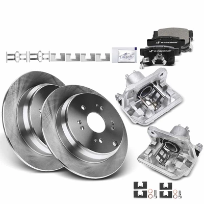 Rear Drilled Brake Rotors & Pads + Brake Calipers