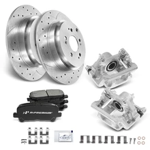 Rear Drilled Brake Rotors & Pads + Brake Calipers