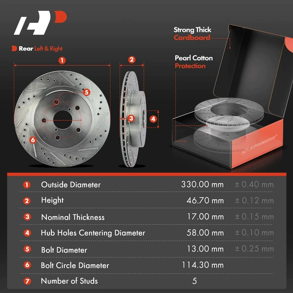 Drilled & Slotted Disc Brake Rotors and Ceramic Pads Kit, 12 Pcs, Front & Rear, A-Premium, APBRPS1357