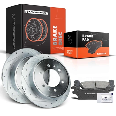Rear Drilled Rotors & Ceramic Brake Pads