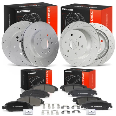 Front & Rear Drilled Rotors & Ceramic Brake Pads