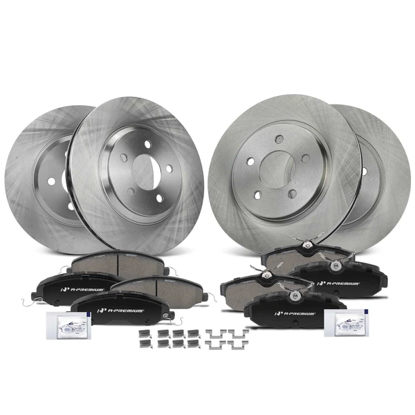 2005-2010 Ford Mustang Disc Brake Rotors and Ceramic Pads Kit, 12 Pcs, Front & Rear, A-Premium, APBRPR1313