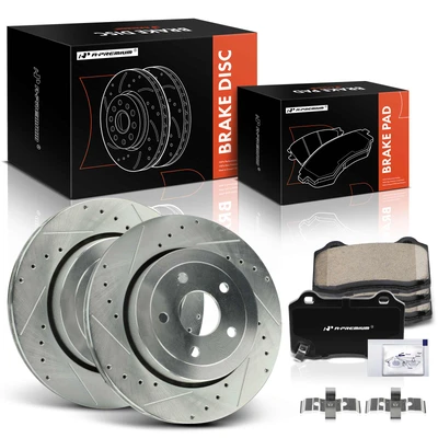 6 Pcs Rear Drilled Brake Rotors & Ceramic Brake Pads