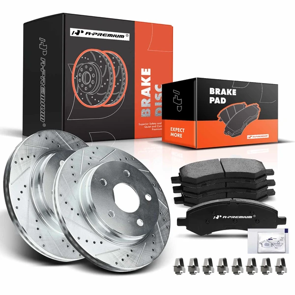 Brake Pad and Rotor Kit, 6 Pcs, Front Driver & Passenger, A-Premium, APBRPS221