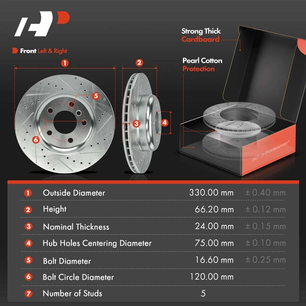 Drilled & Slotted Disc Brake Rotors and Ceramic Pads Kit, 12 Pcs, Front & Rear, A-Premium, APBRPS1137
