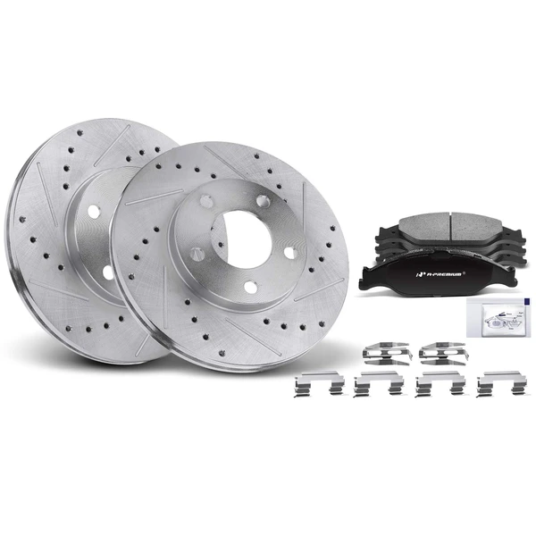 Brake Pad and Rotor Kit, 6 Pcs, Front Driver & Passenger, A-Premium, APBRPS002