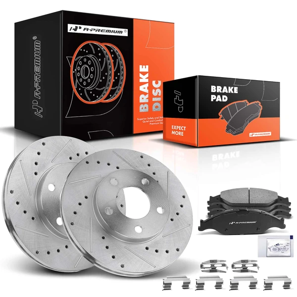 Brake Pad and Rotor Kit, 6 Pcs, Front Driver & Passenger, A-Premium, APBRPS002