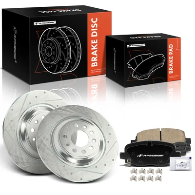 6 Pcs Rear Drilled Rotors & Ceramic Brake Pads