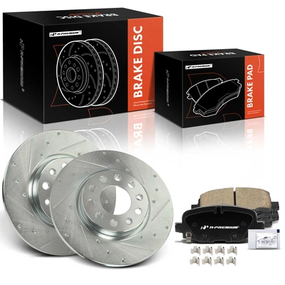 6 Pcs Rear Drilled Rotors & Ceramic Brake Pads
