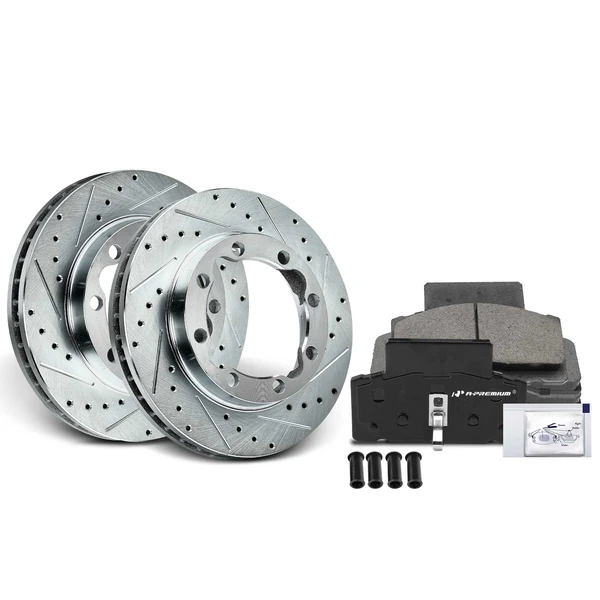 1990-2000 Chevrolet K3500 Brake Rotor and Pad Kit, 6 Pcs, Front Driver & Passenger, A-Premium, APBRPS1028