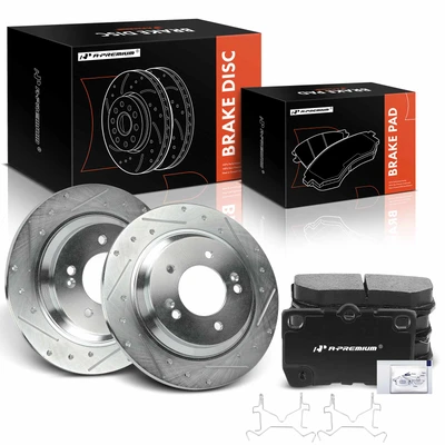 6 Pcs Rear Drilled Brake Rotors & Ceramic Brake Pads