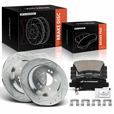 6 Pcs Rear Drilled Rotors & Ceramic Brake Pads