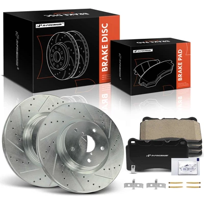 6 Pcs Front Drilled Rotors & Ceramic Brake Pads