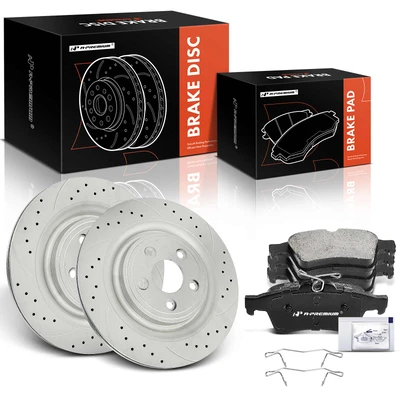 6 Pcs Rear Drilled Rotors & Ceramic Brake Pads