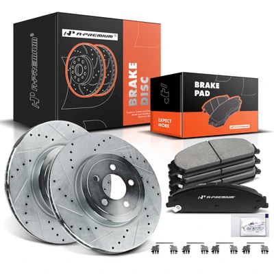 Front Drilled Rotors & Ceramic Brake Pads