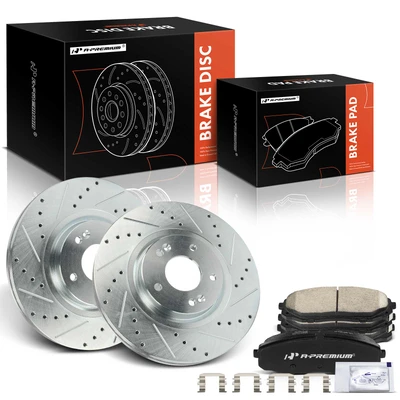 6 Pcs Front Drilled Rotors & Ceramic Brake Pads
