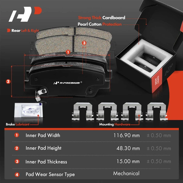 Drilled & Slotted Disc Brake Rotors and Ceramic Pads Kit, 6 Pcs, Rear Driver & Passenger, A-Premium, APBRPS1170