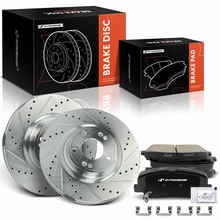 6 Pcs Front Drilled Rotors & Ceramic Brake Pads for Hyundai Genesis Coupe 10-16