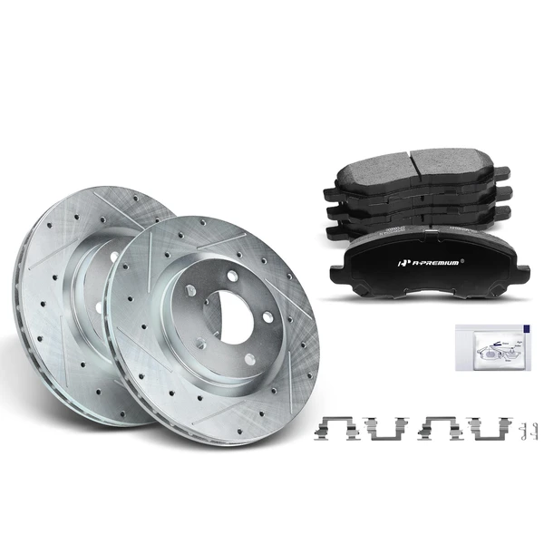 Brake Pad and Rotor Kit, 6 Pcs, Front Driver & Passenger, A-Premium, APBRPS262