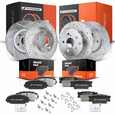 Front & Rear Drilled Rotors & Ceramic Brake Pads