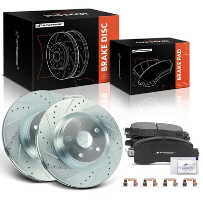 6 Pcs Front Drilled Rotors & Ceramic Brake Pads