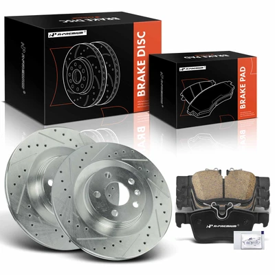 6 Pcs Rear Drilled Brake Rotors & Ceramic Brake Pads