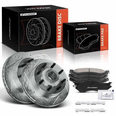 6 Pcs Front Drilled Brake Rotors & Ceramic Brake Pads