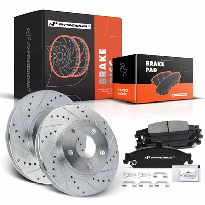 Front Drilled Rotors & Ceramic Brake Pads