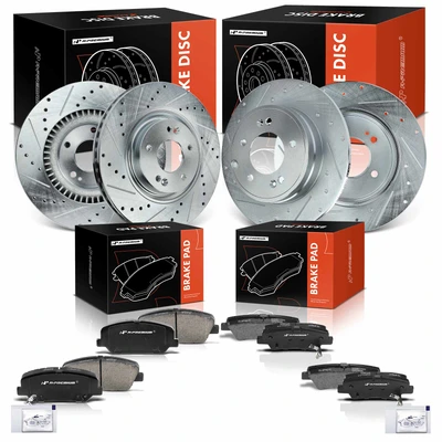 Front & Rear Drilled Rotors & Ceramic Brake Pads