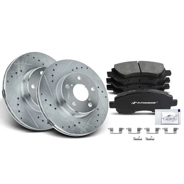 Brake Pad and Rotor Kit, 6 Pcs, Front Driver & Passenger, A-Premium, APBRPS006