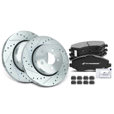 Front Drilled Rotors & Ceramic Brake Pads