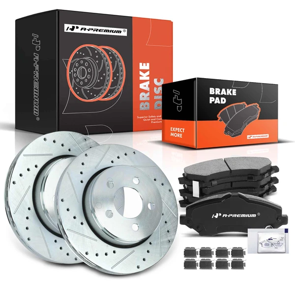 Brake Pad and Rotor Kit, 6 Pcs, Front Driver & Passenger, A-Premium, APBRPS007