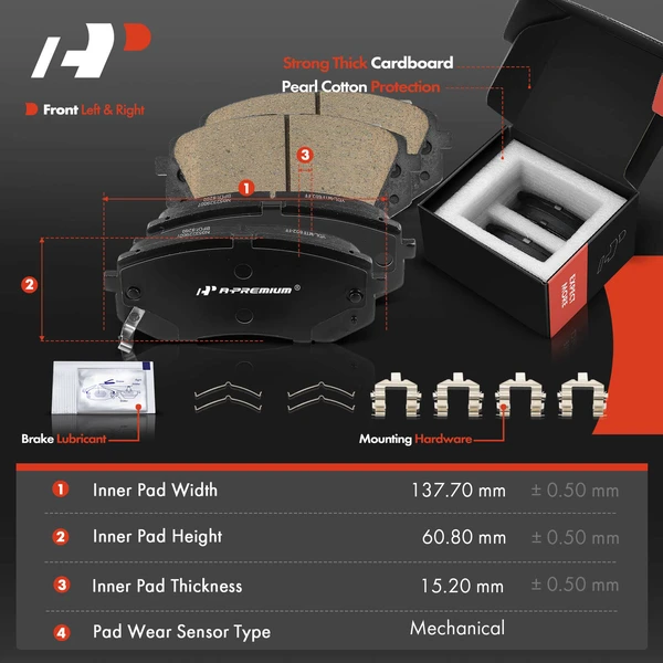 Drilled & Slotted Disc Brake Rotors and Ceramic Pads Kit, 6 Pcs, Front Driver & Passenger, A-Premium, APBRPS1189