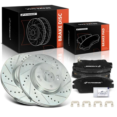6 Pcs Front Drilled Brake Rotors & Ceramic Brake Pads